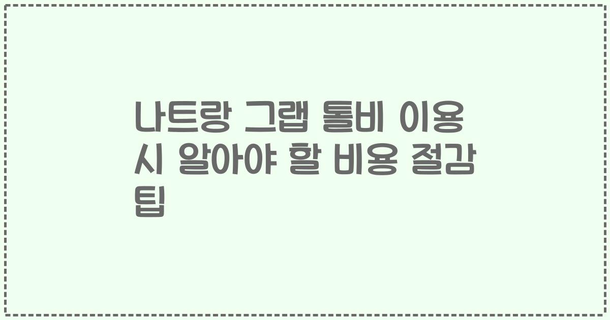 나트랑 그랩 톨비 이용 시 알아야 할 비용 절감 팁